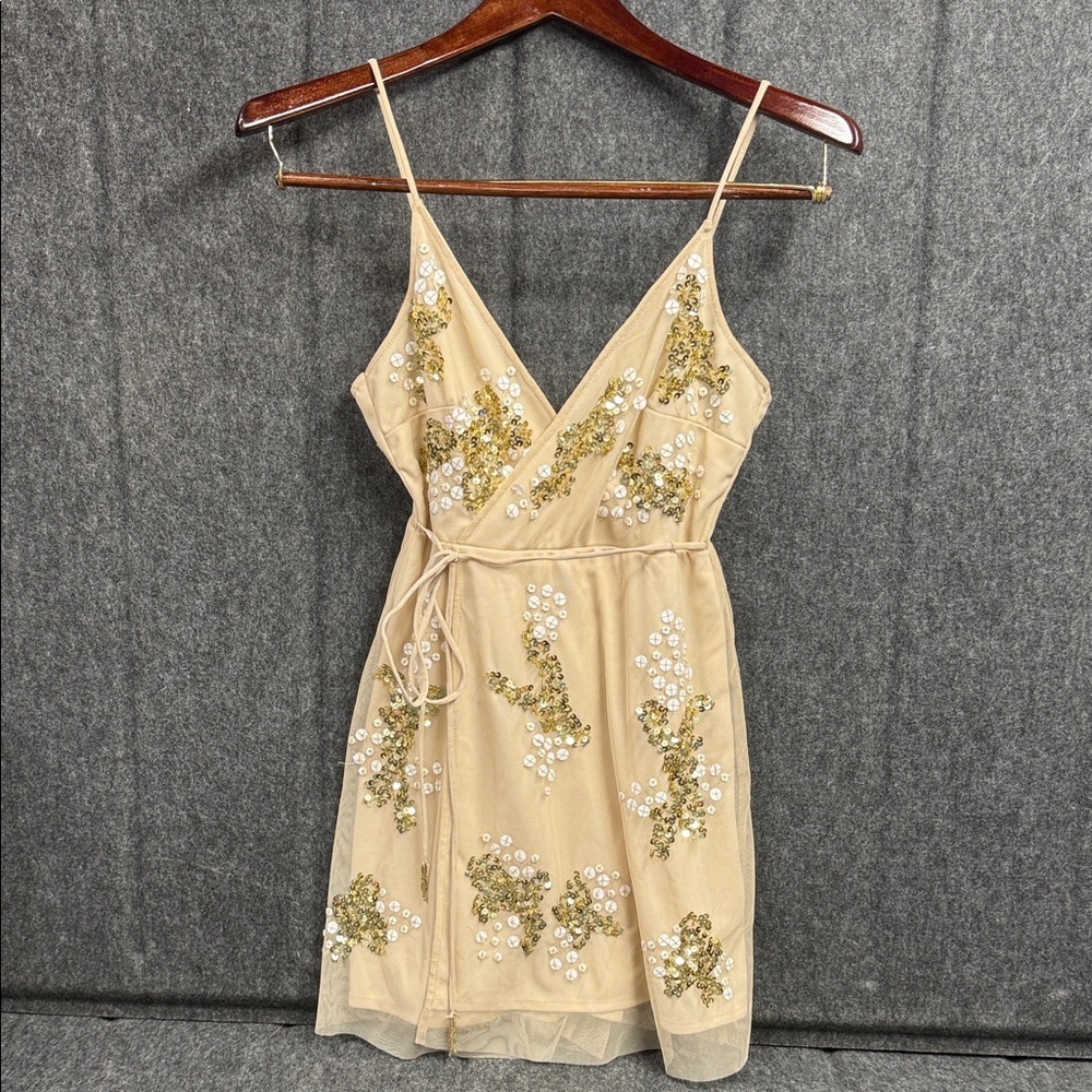 Altar'd State Tan Embroidered Mini Dress
